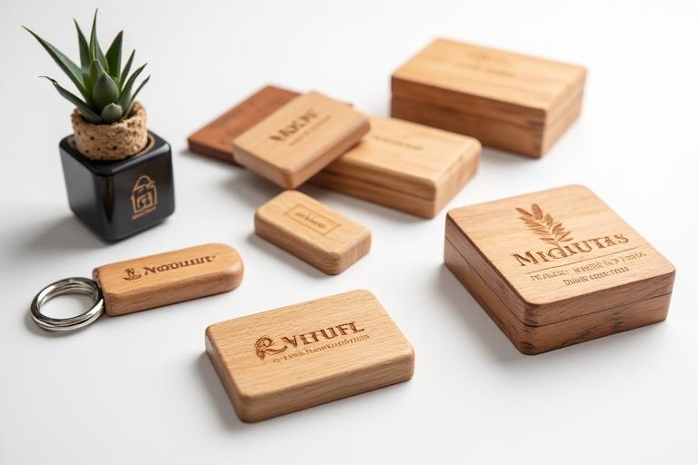 Corporate Gifts mit Holzschmuck und Lasergravur für Firmengeschenke