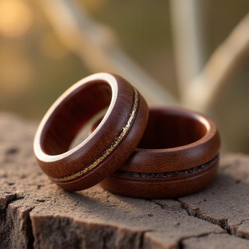 Elegante Holzringe für Trauungen mit Edelmetall-Inlays